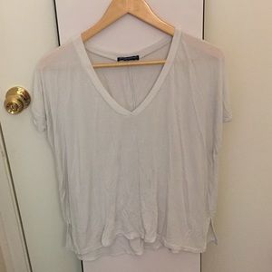 Brandy Melville White Vneck Short Sleeve Top